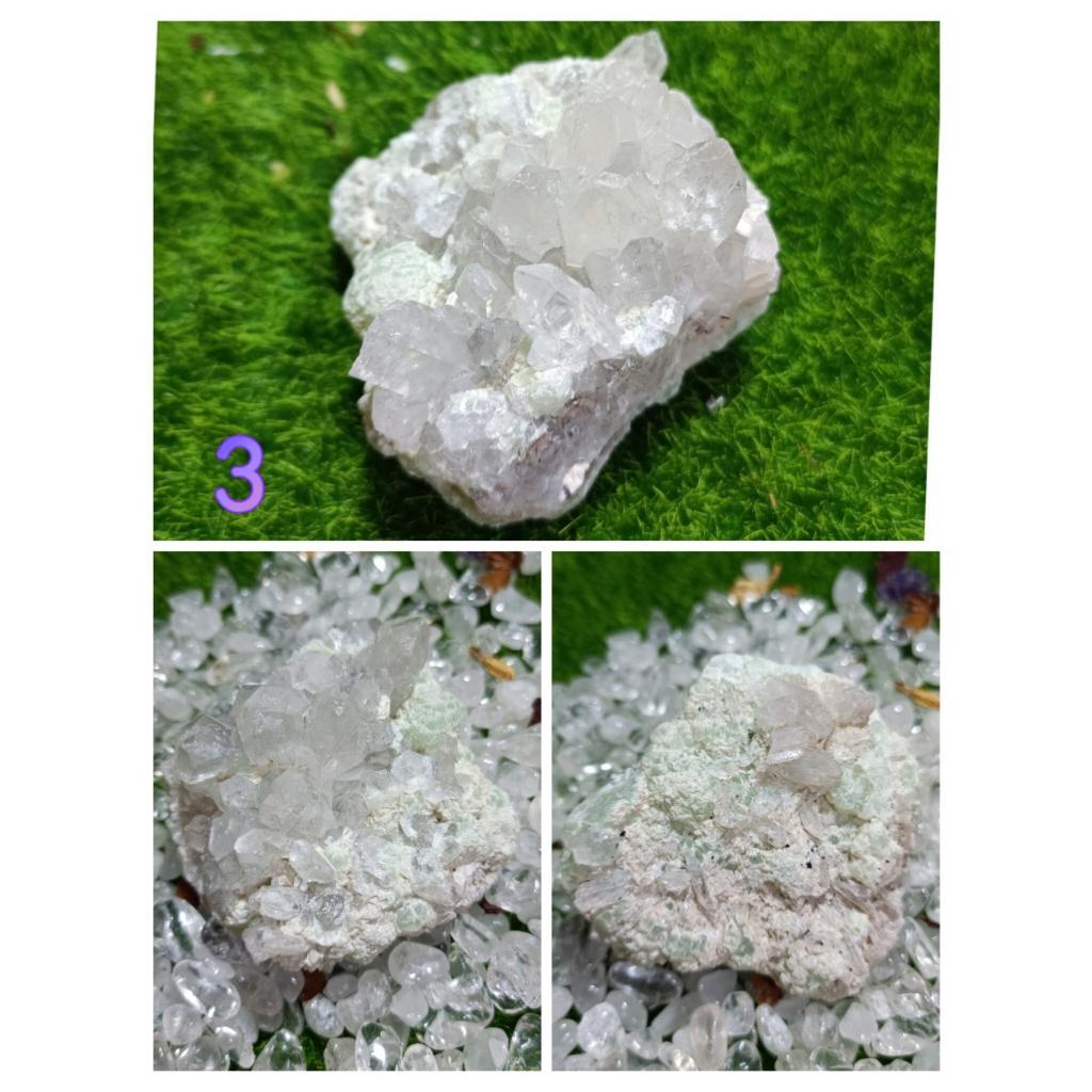 葡萄石白水晶共生綠簾石原礦