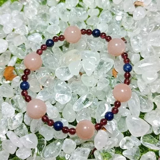 紅石榴_太陽石_青金石_設計手鍊