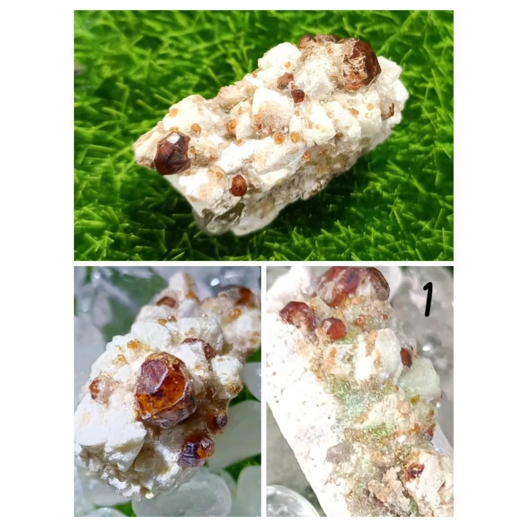 紅石榴共生玉滴石水晶原礦