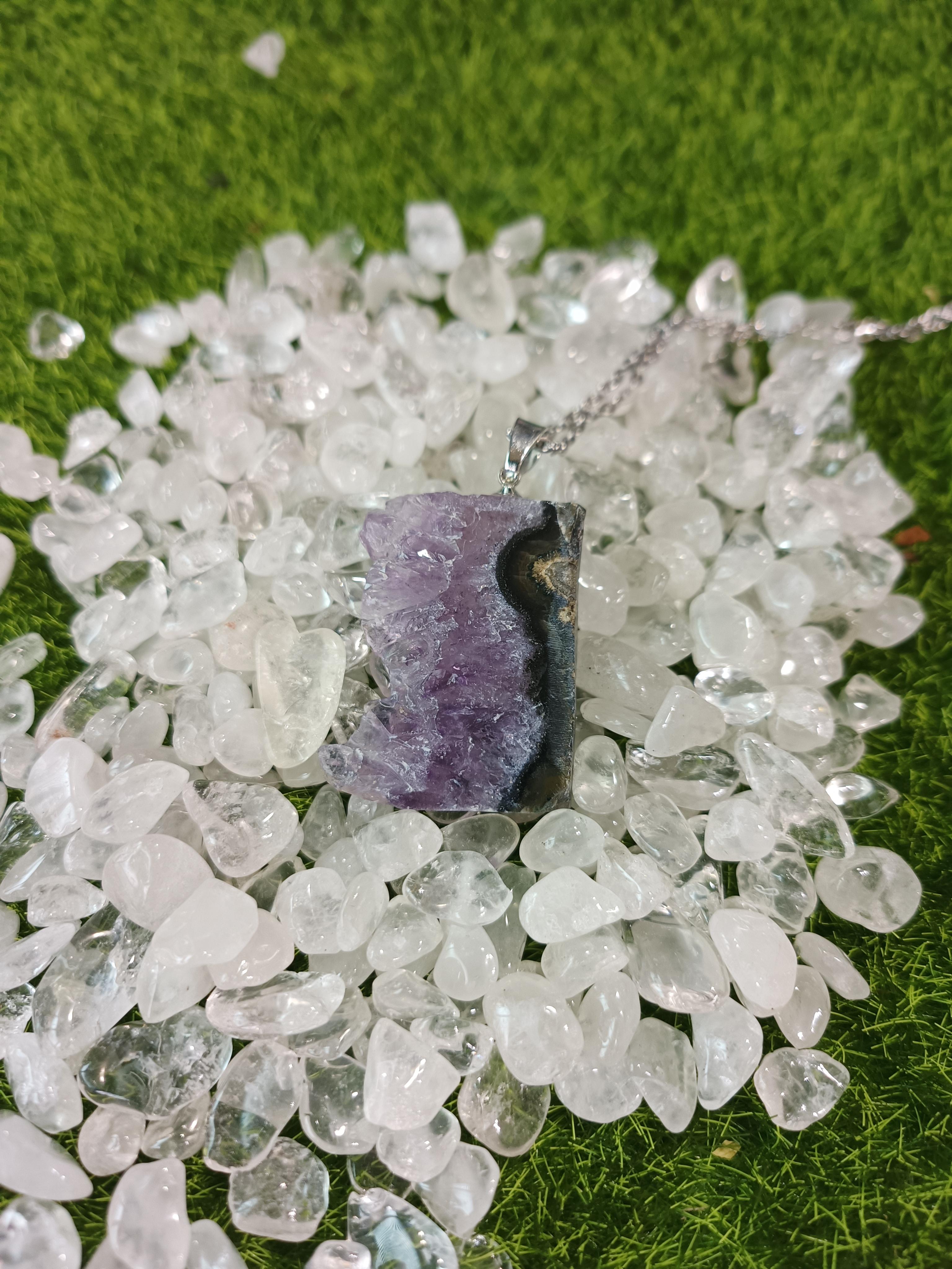 紫水晶花片項鏈