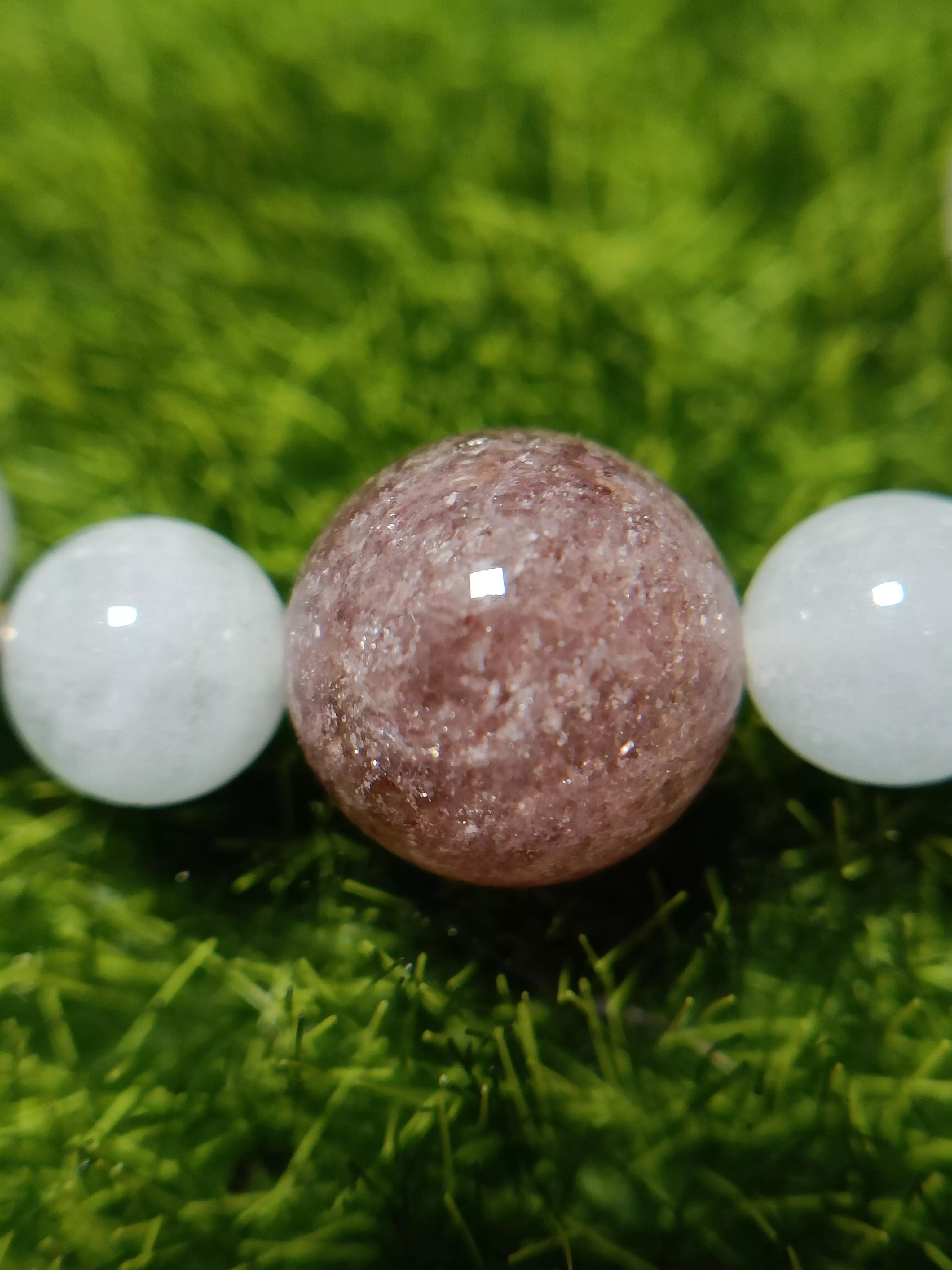 草莓晶_海藍寶_粉晶設計手鏈(手圍偏小）