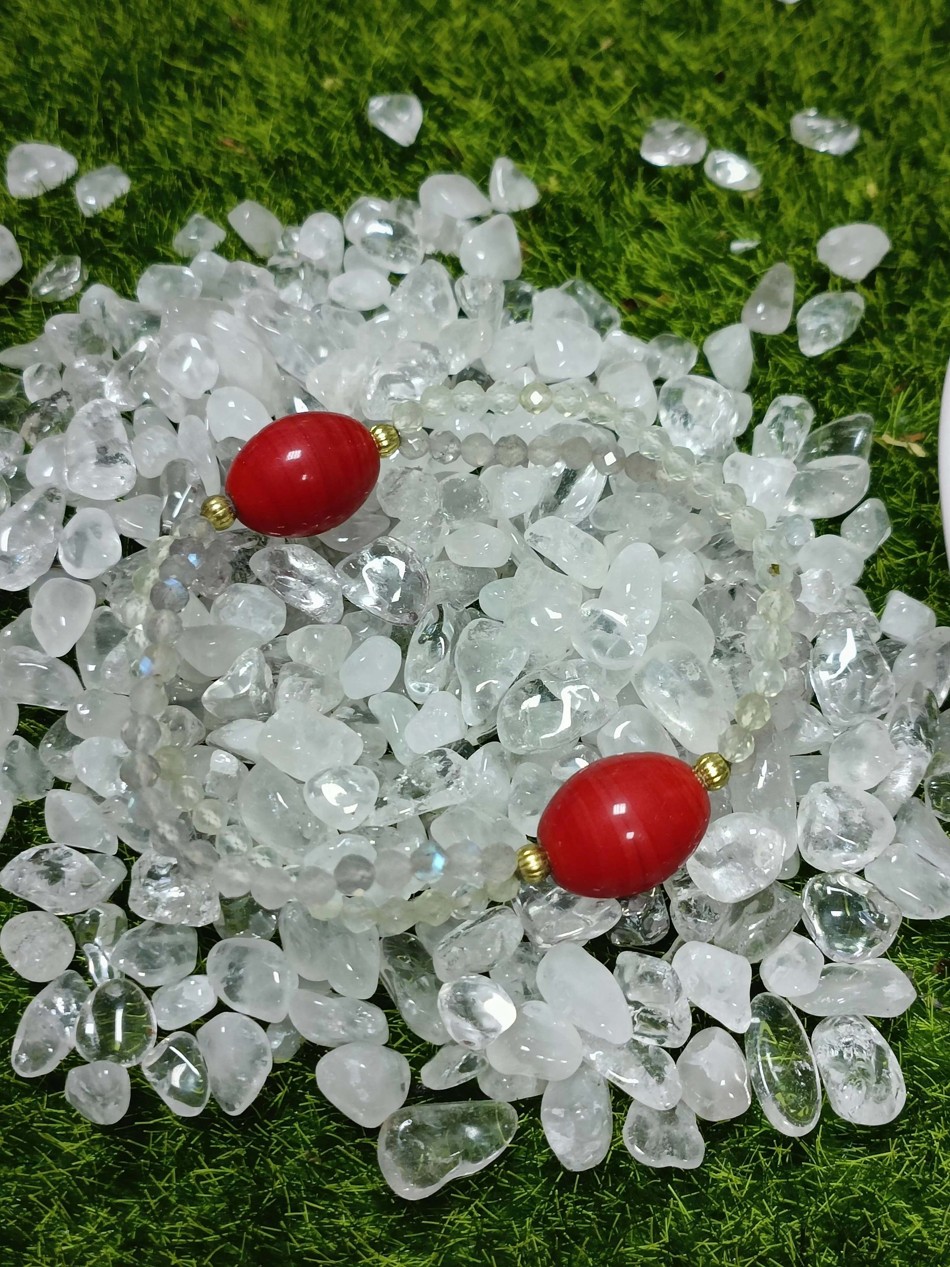 白月光石_葡萄石_設計手鏈