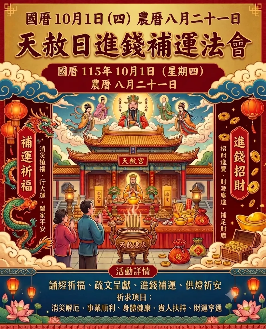 【法會科儀・正統道法】天赦日補運補財