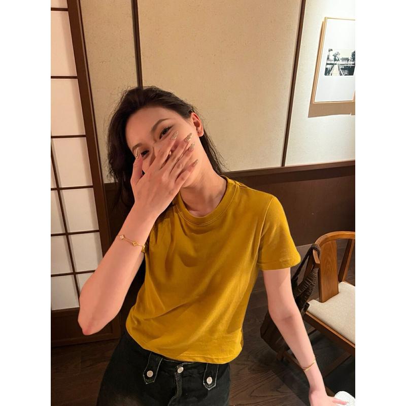 百搭圓領霧面絨感短袖T恤(預購)