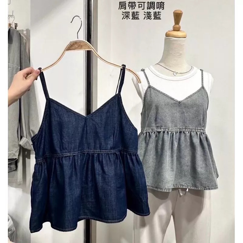 現貨!V領牛仔小背心o