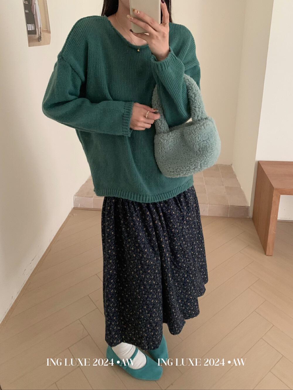 高級感鬆緊小花長裙（預購）