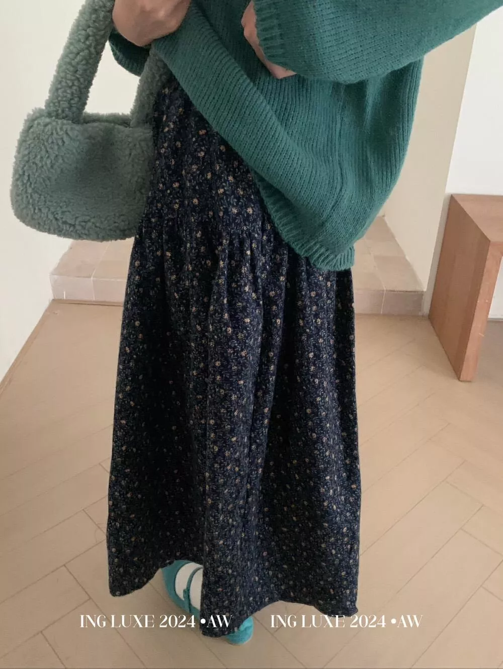高級感鬆緊小花長裙（預購）