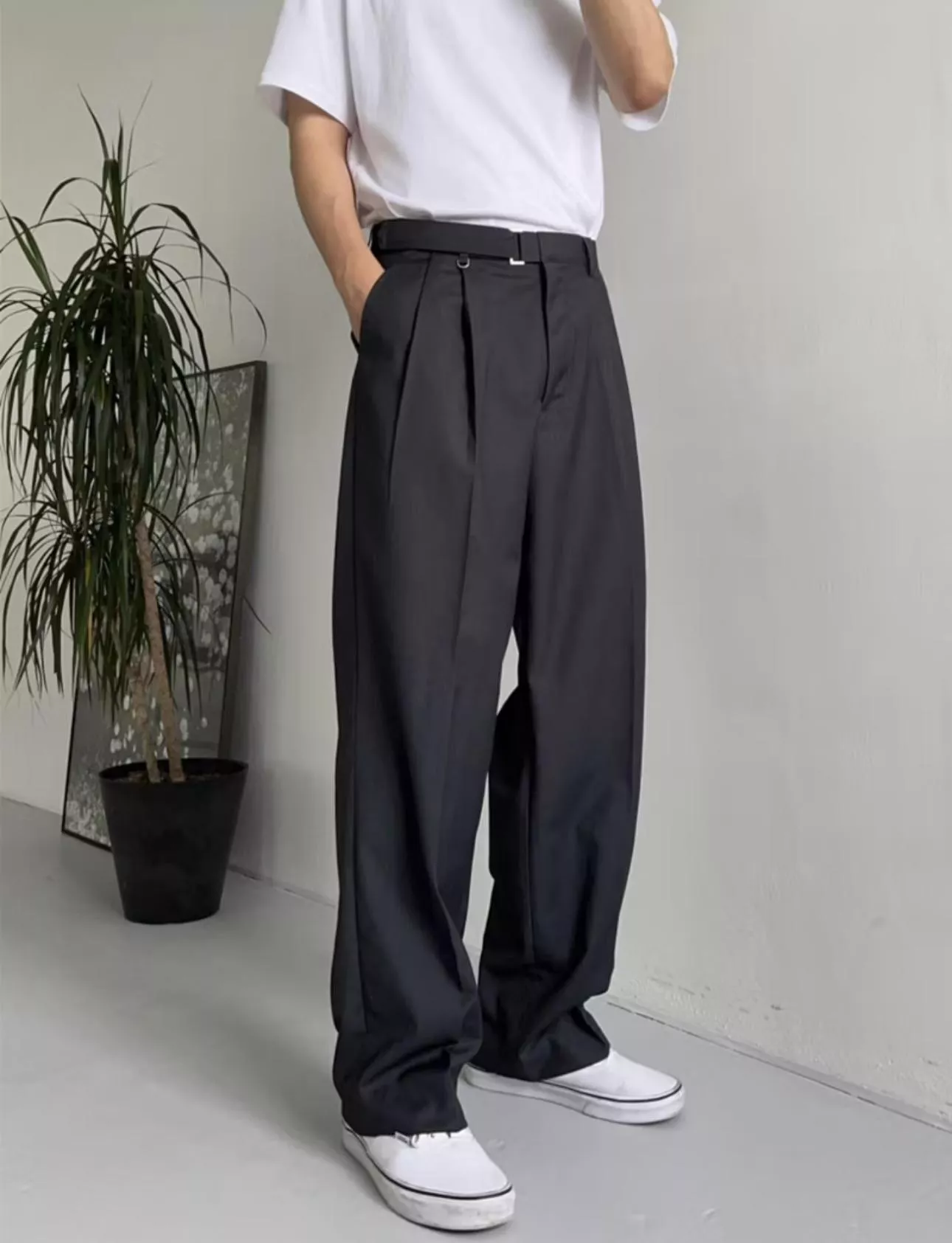 ［季末檔口斷貨特賣］NC12 免皮帶設計 設計師款特殊魔鬼氈腰帶西裝褲