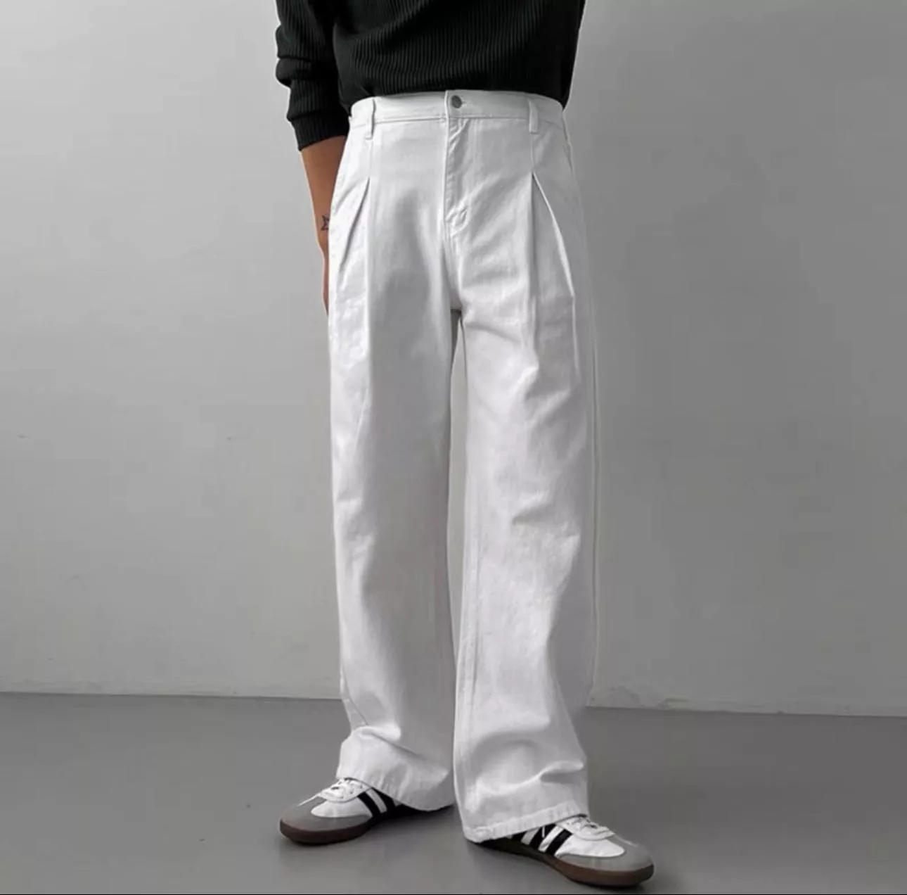 ［季末檔口斷貨特賣］ 百搭分岔褶皺 闊腿褲