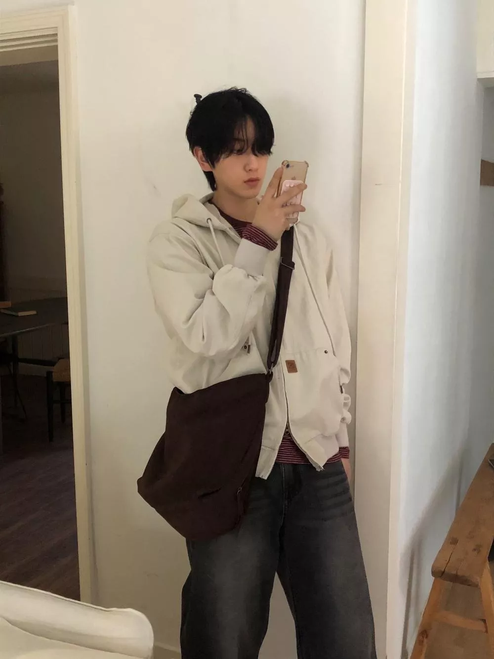 NH08 復古皮革標籤 連帽水洗外套