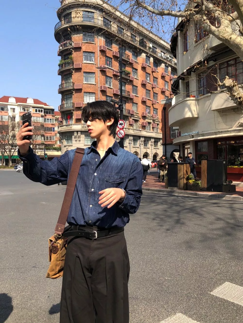 NI09 春夏款 漸層弧形 牛仔襯衫