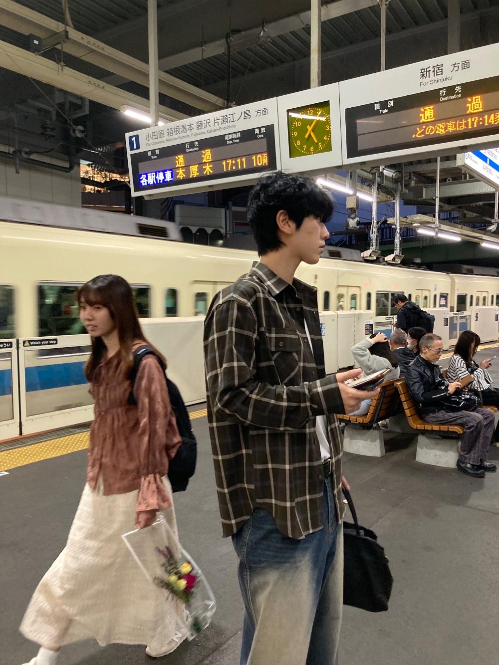 NL12 復古東京 格紋口袋襯衫