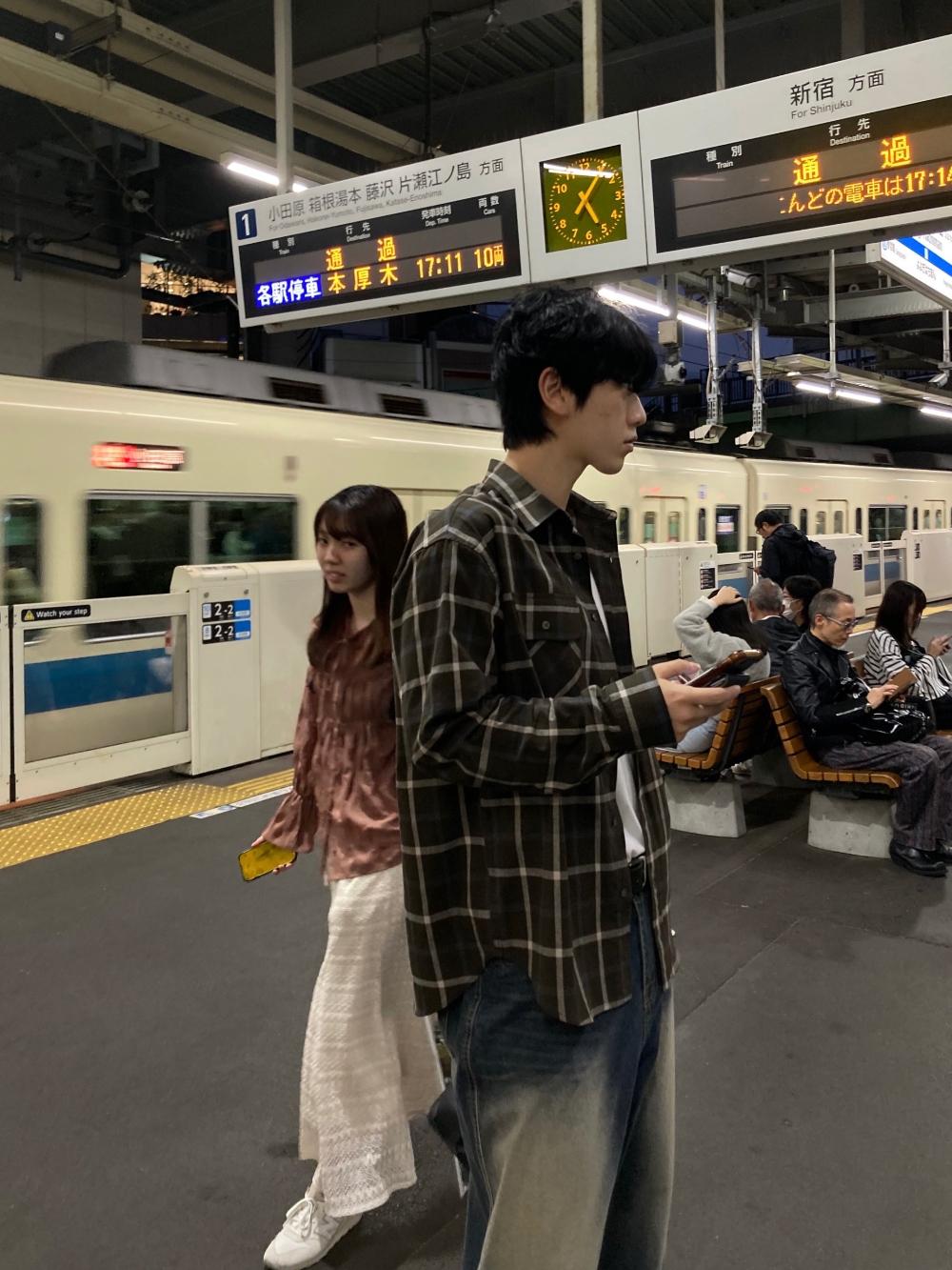 NL12 復古東京 格紋口袋襯衫