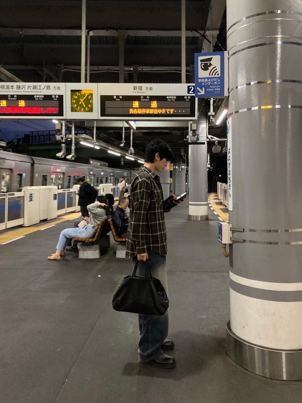 NL12 復古東京 格紋口袋襯衫