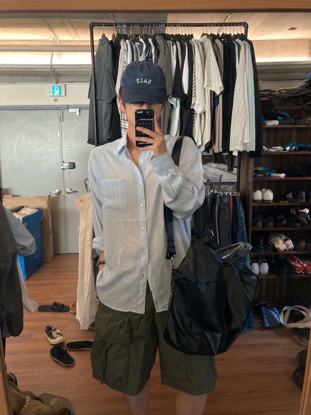 NL05 慵懶港風 條紋口袋襯衫