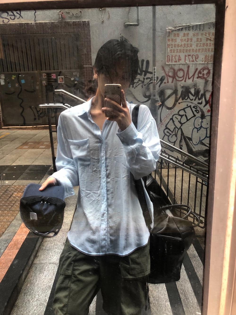 NL05 慵懶港風 條紋口袋襯衫