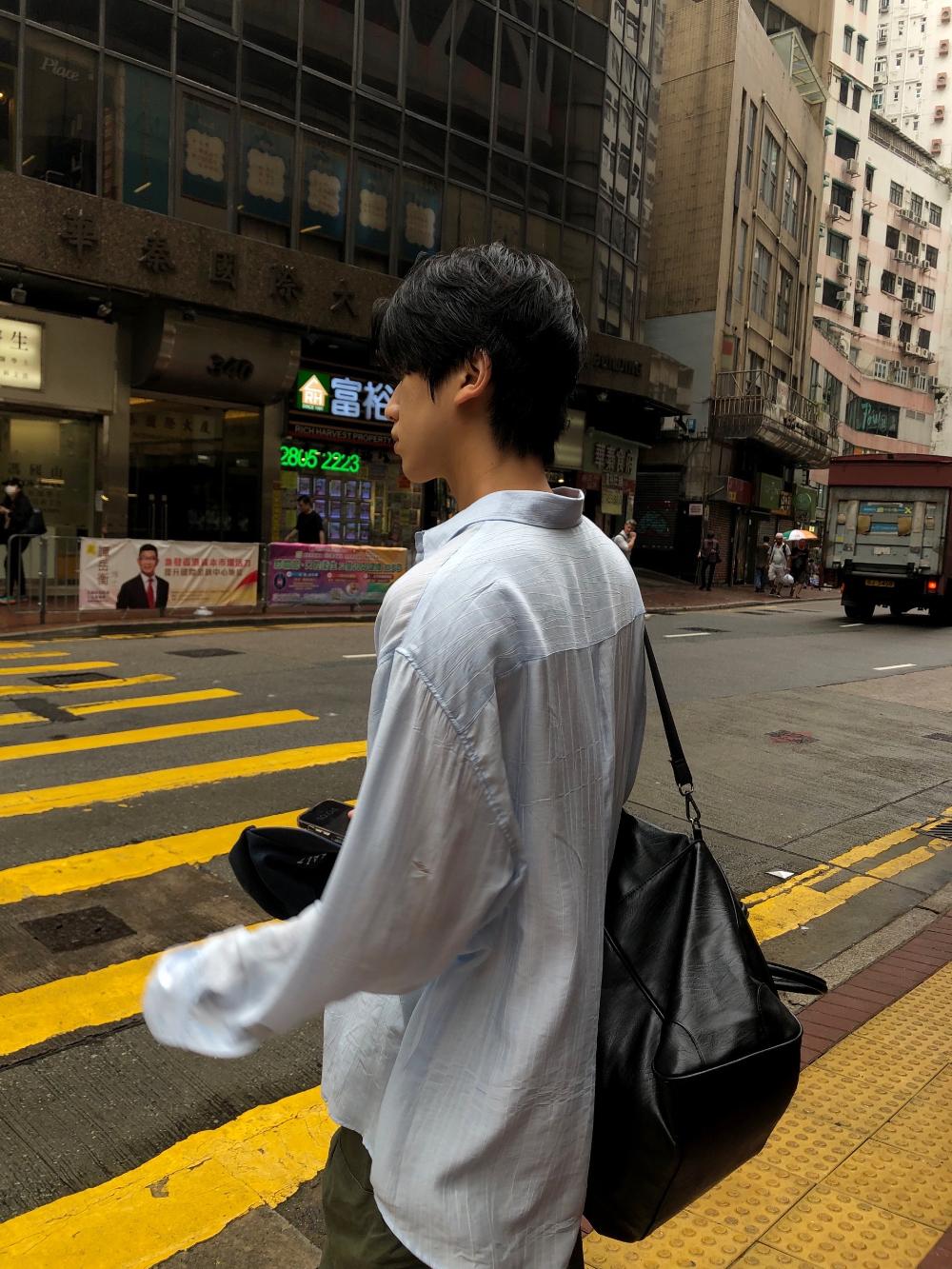 NL05 慵懶港風 條紋口袋襯衫