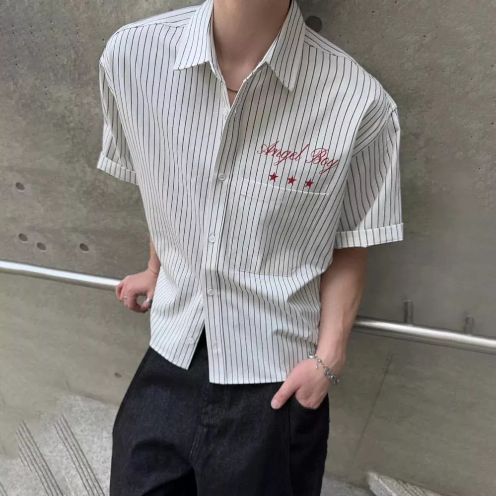 NL31 天使男孩 條紋短版襯衫