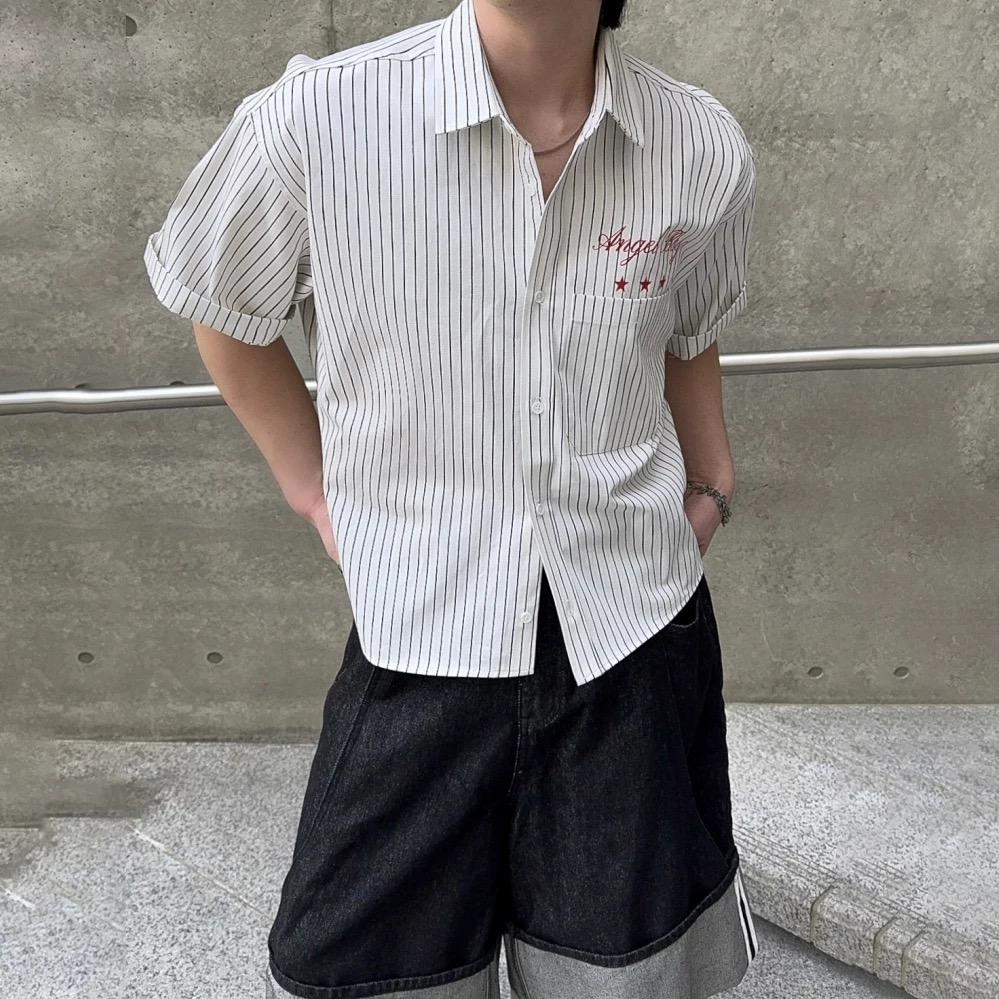 NL31 天使男孩 條紋短版襯衫