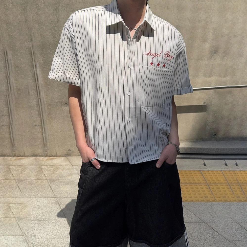 NL31 天使男孩 條紋短版襯衫
