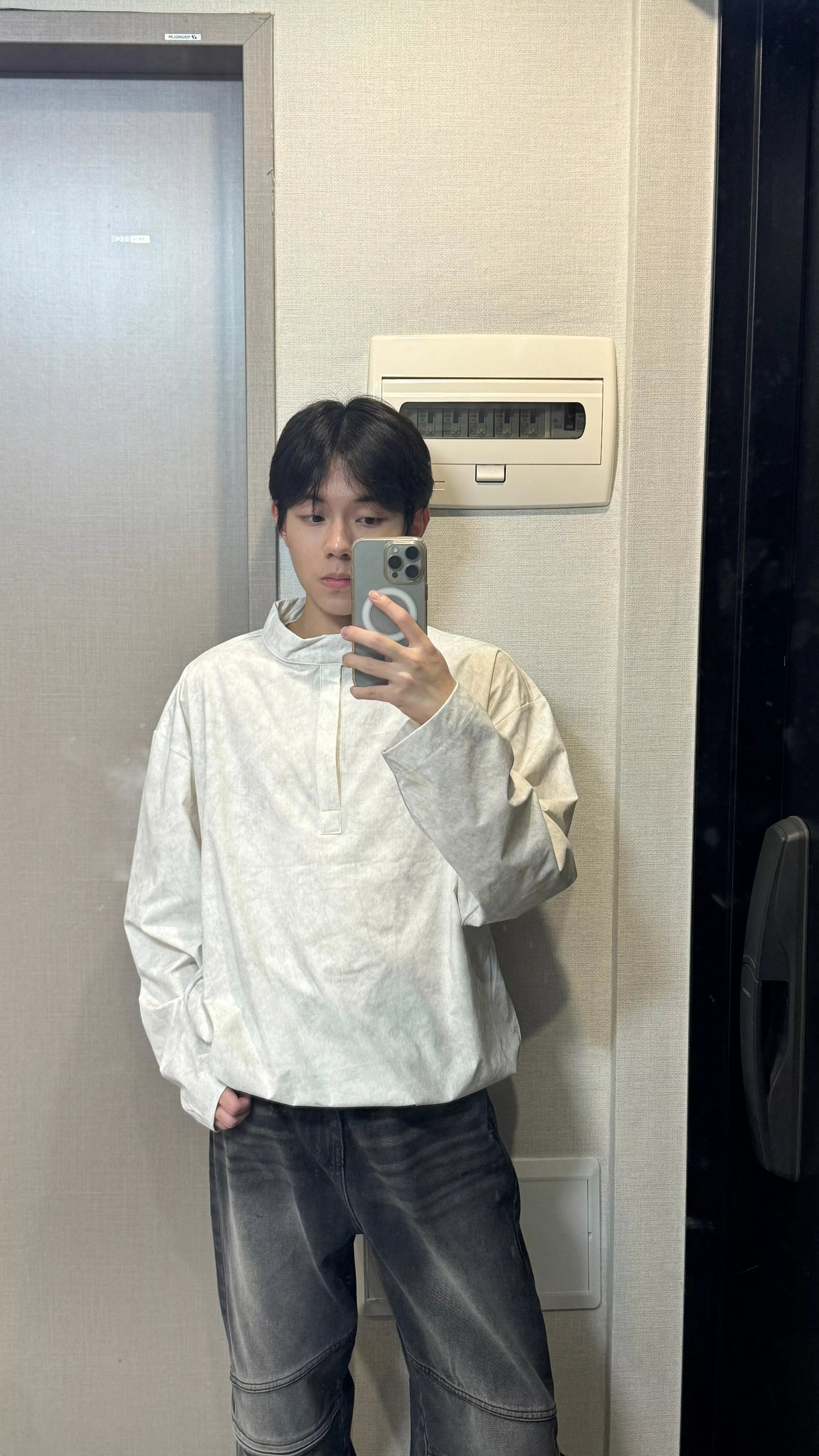 [季末韓國出清］防水羅紋 水彩暈染風衣