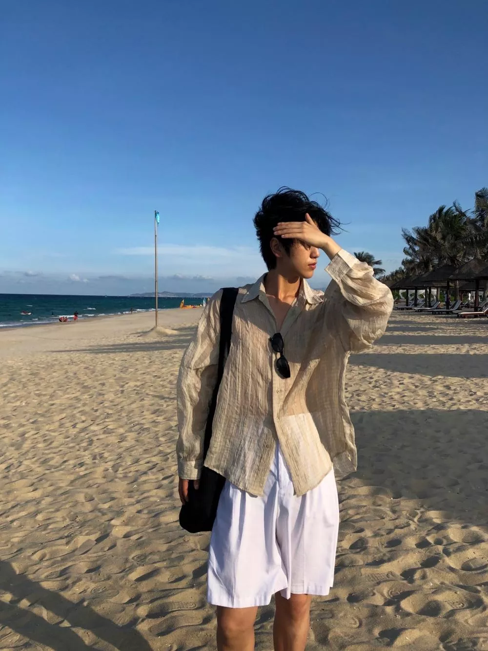 NV12 海灘🏖️渡假風 皺摺夏天襯衫