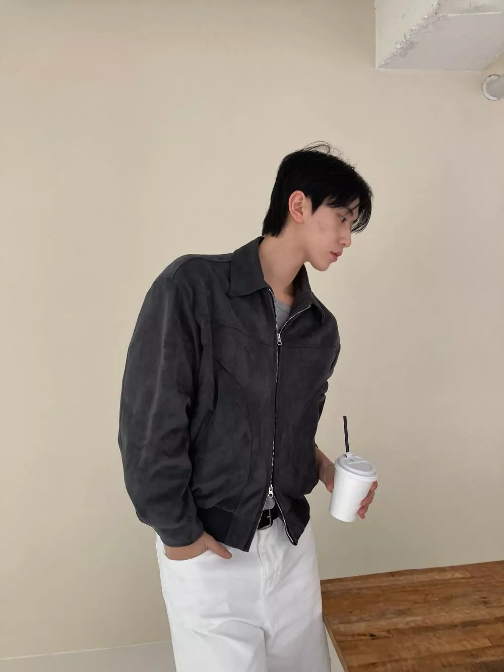 CB21_復古麂皮曲線夾克