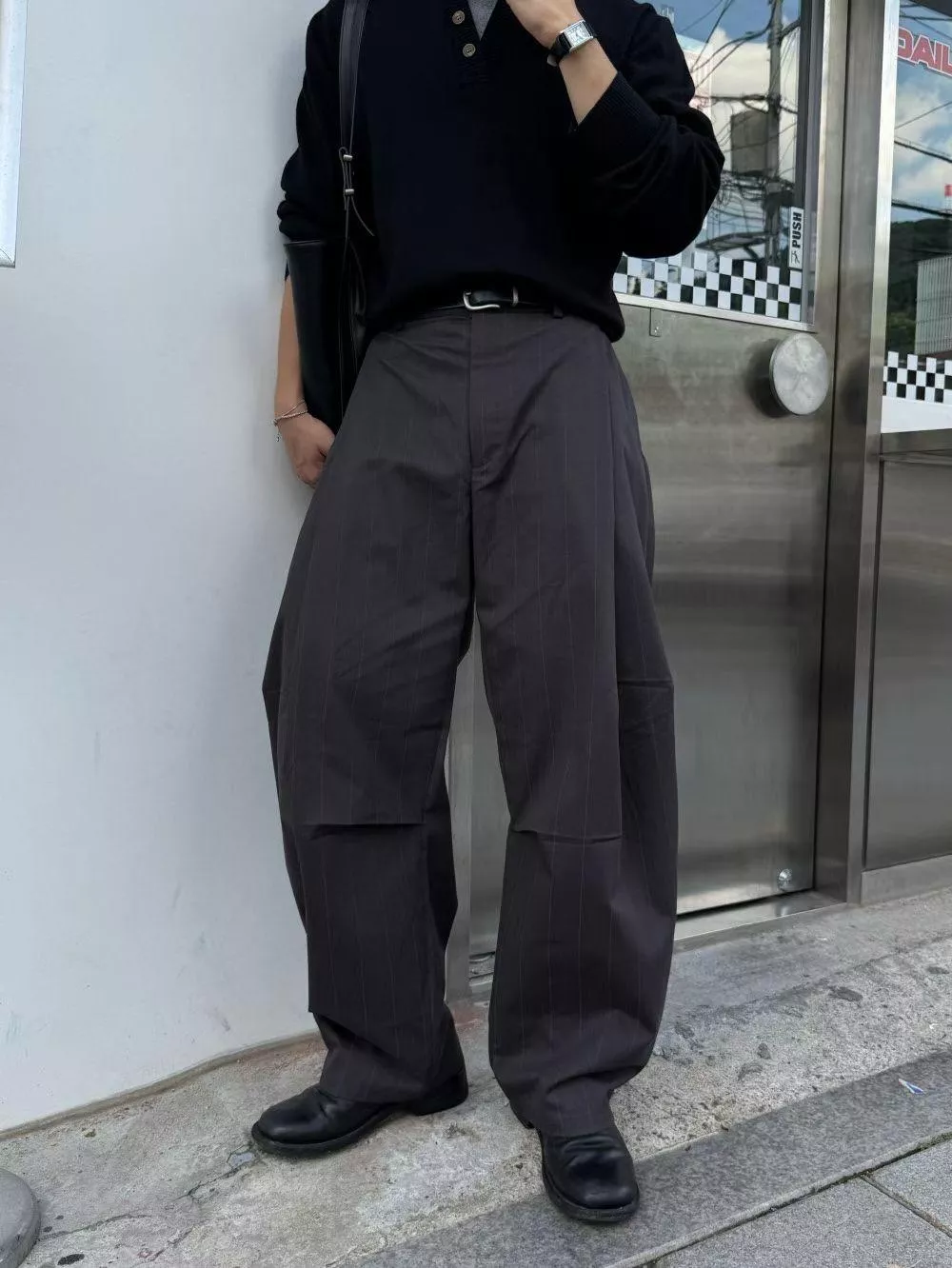 CB28_秋季條紋曲線西裝褲