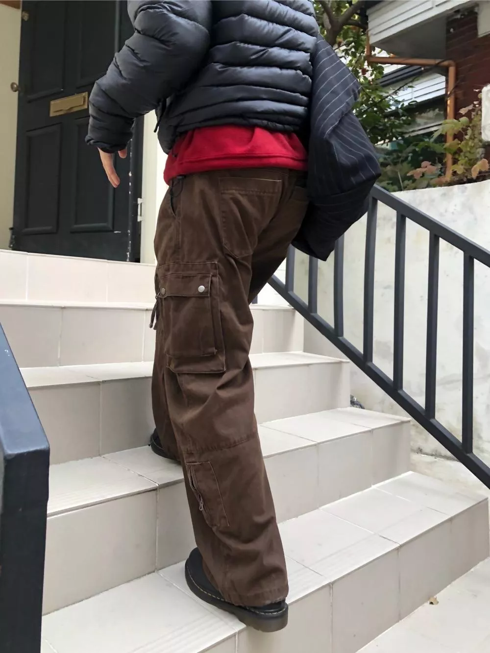 CE11_刷色多功能口袋 工裝褲