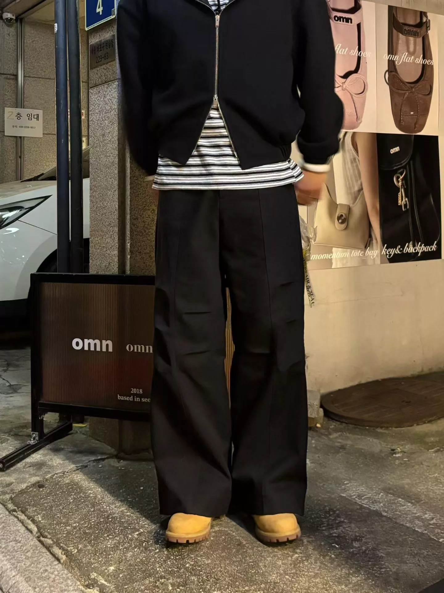 CF21_羅尼方格摺皺 落地褲