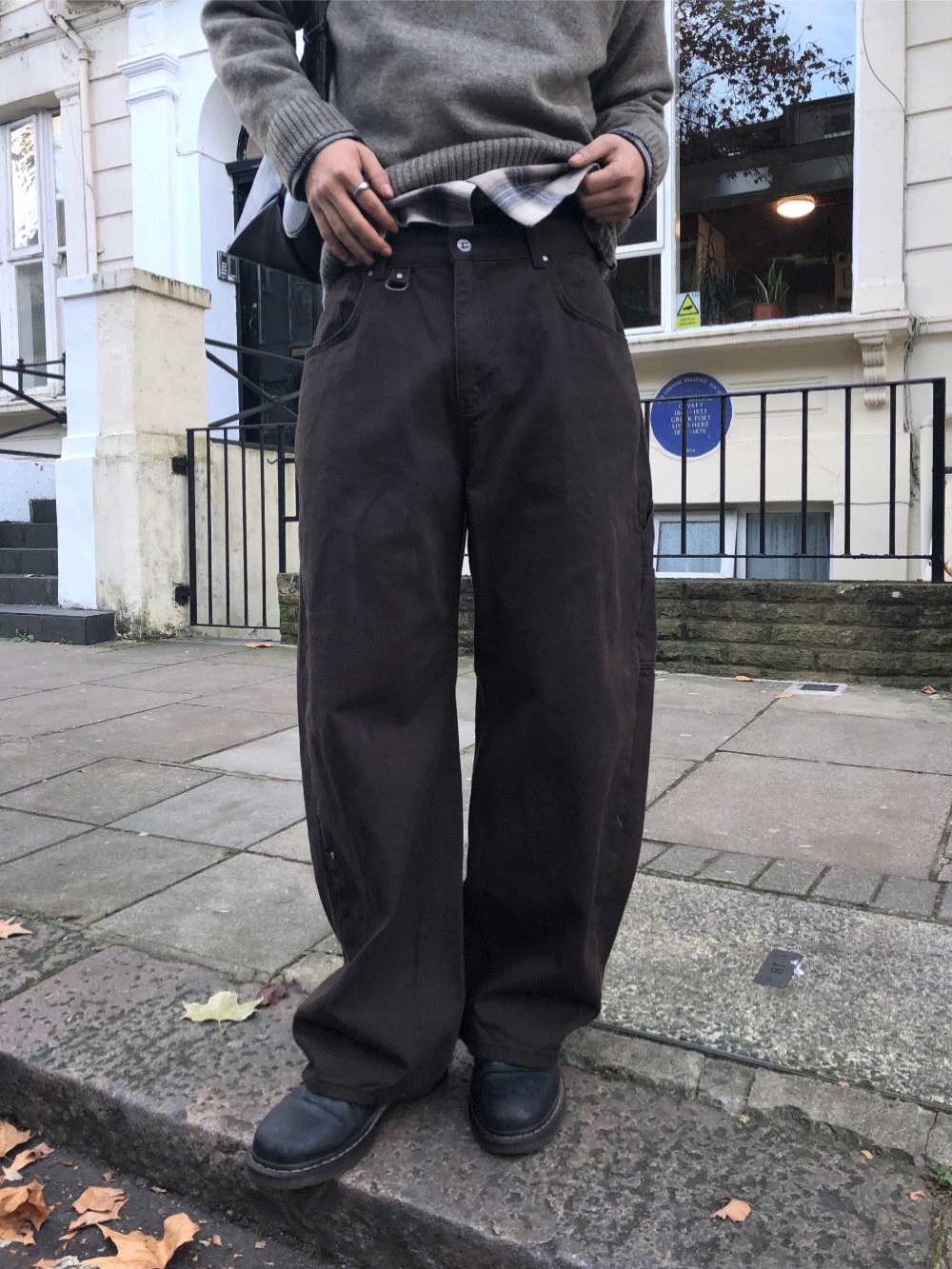 CF19_法式弧形 冬季彎曲工裝褲