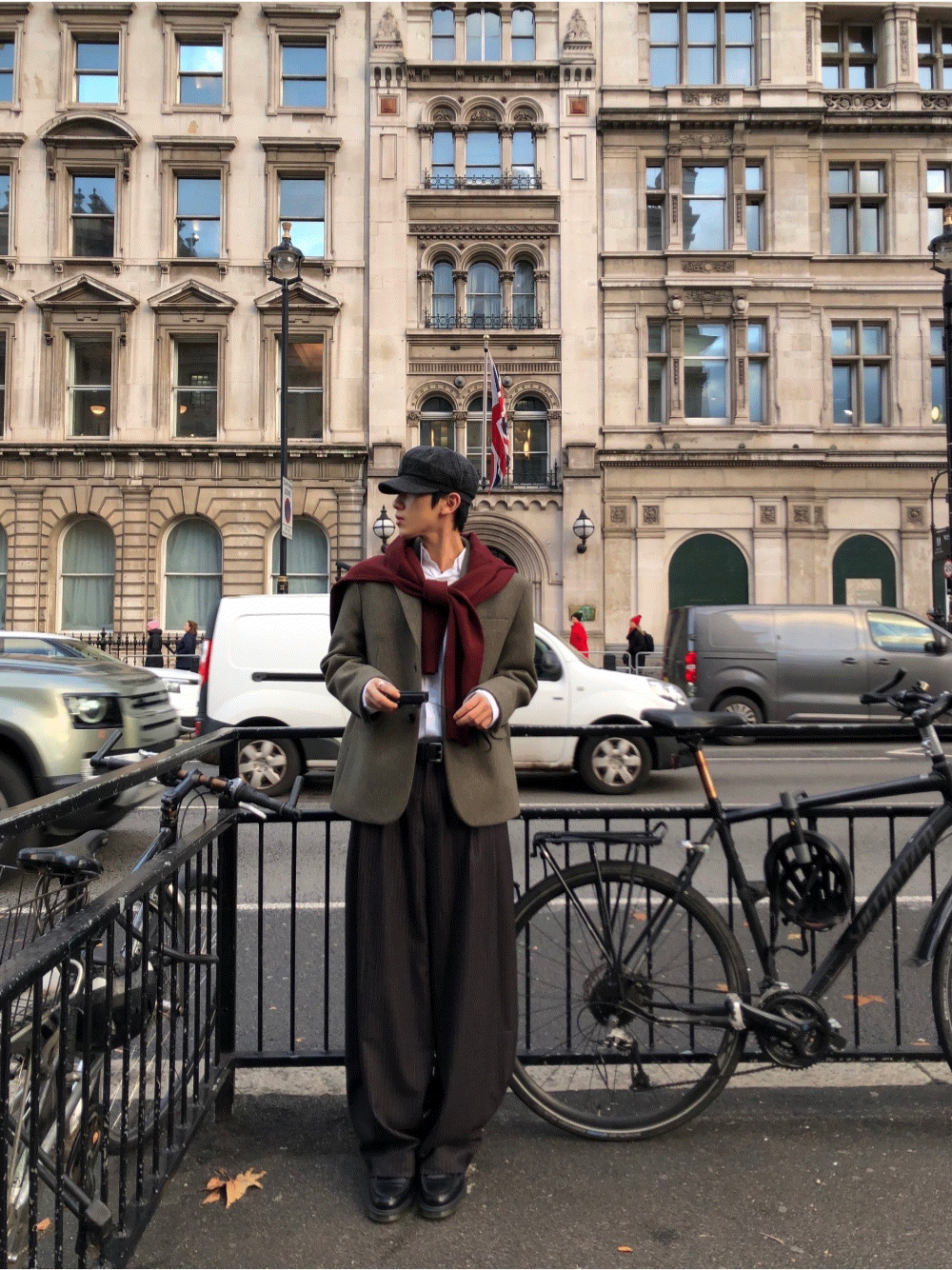 CG07_裁縫條紋 羊毛闊腿褲