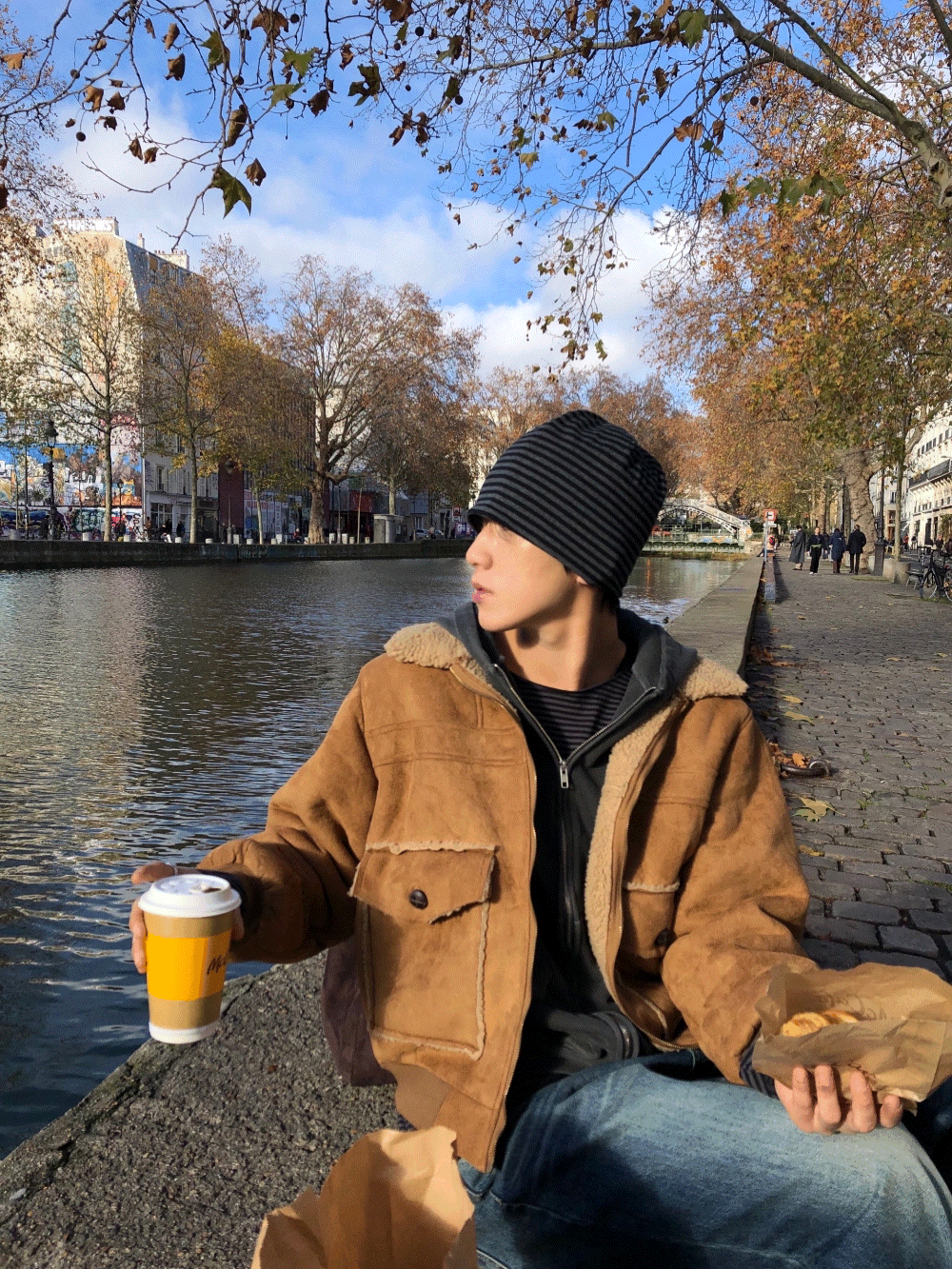 CG20_塞納河 麂皮口袋羊羔毛外套