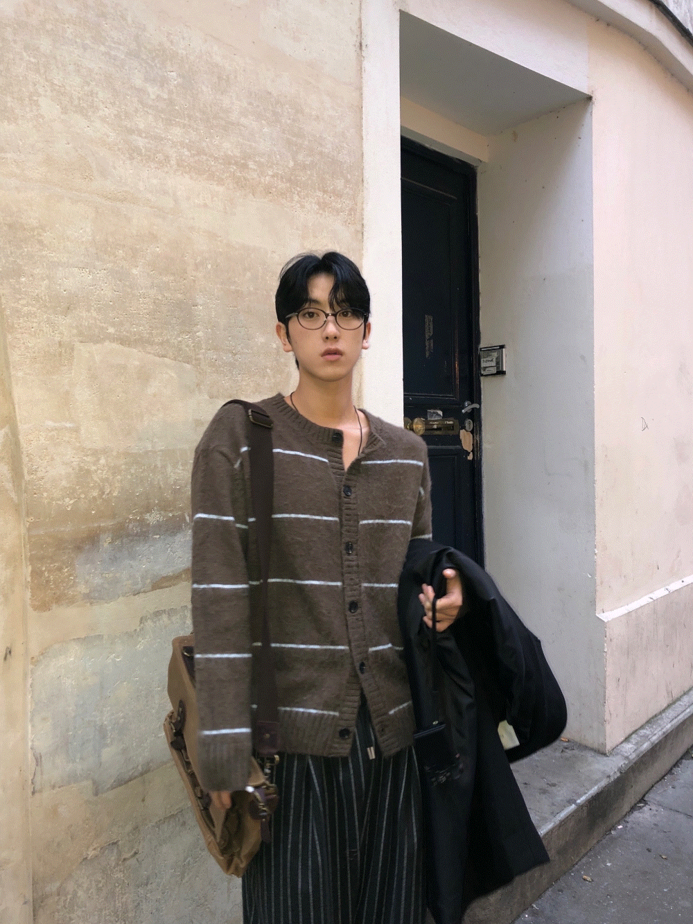 CH12_皇家圓領羊毛 針織條紋開衫