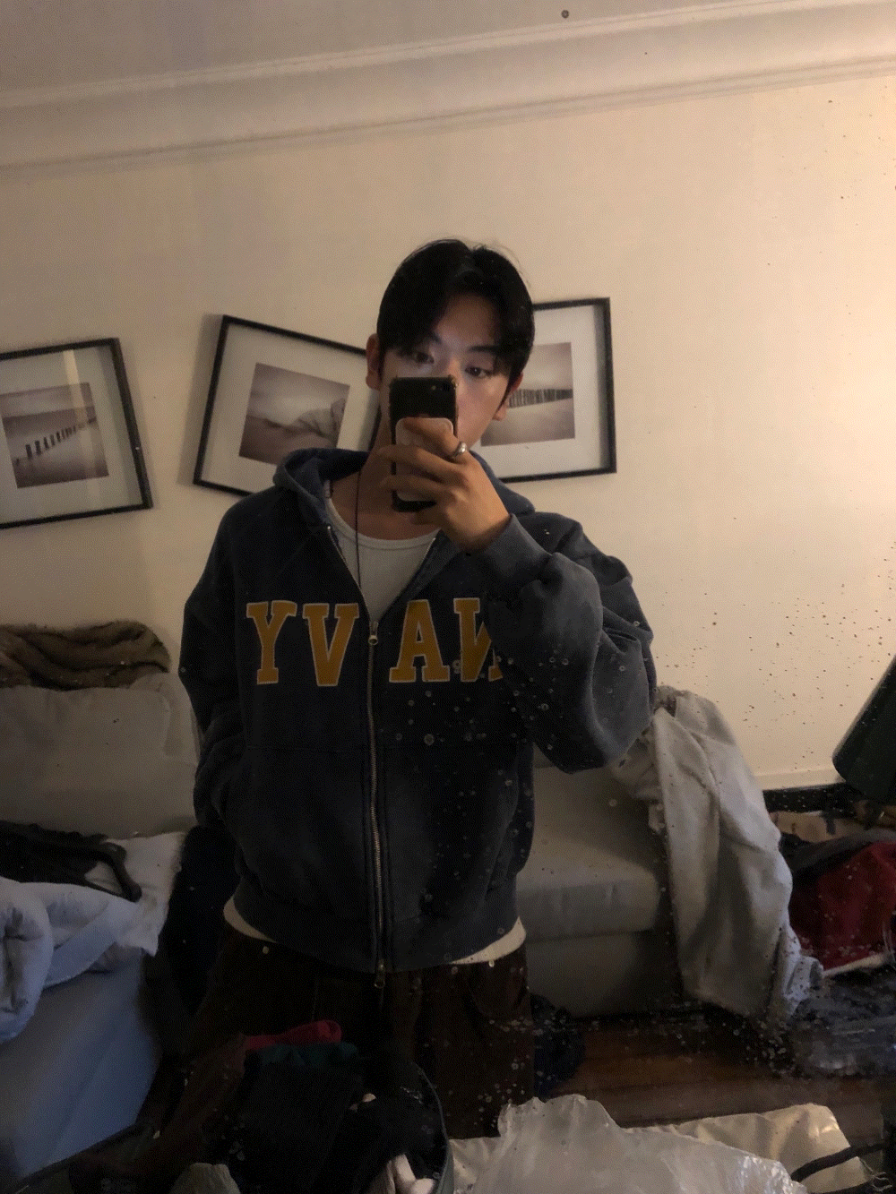 CH14_海軍藍 水洗連帽衫