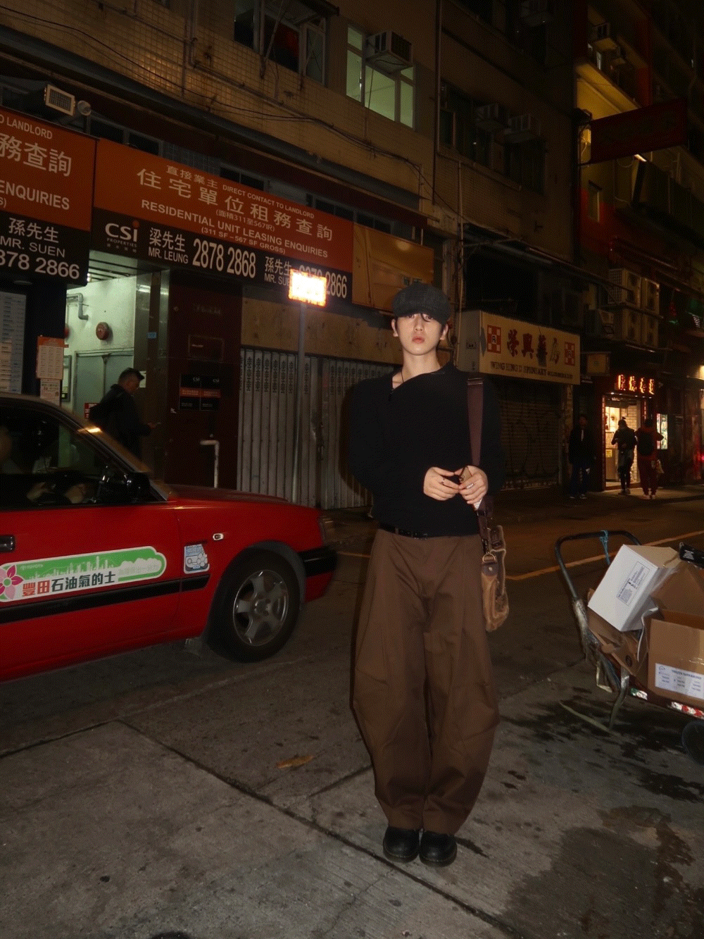 CI19_木紋褶皺 弧形落地褲