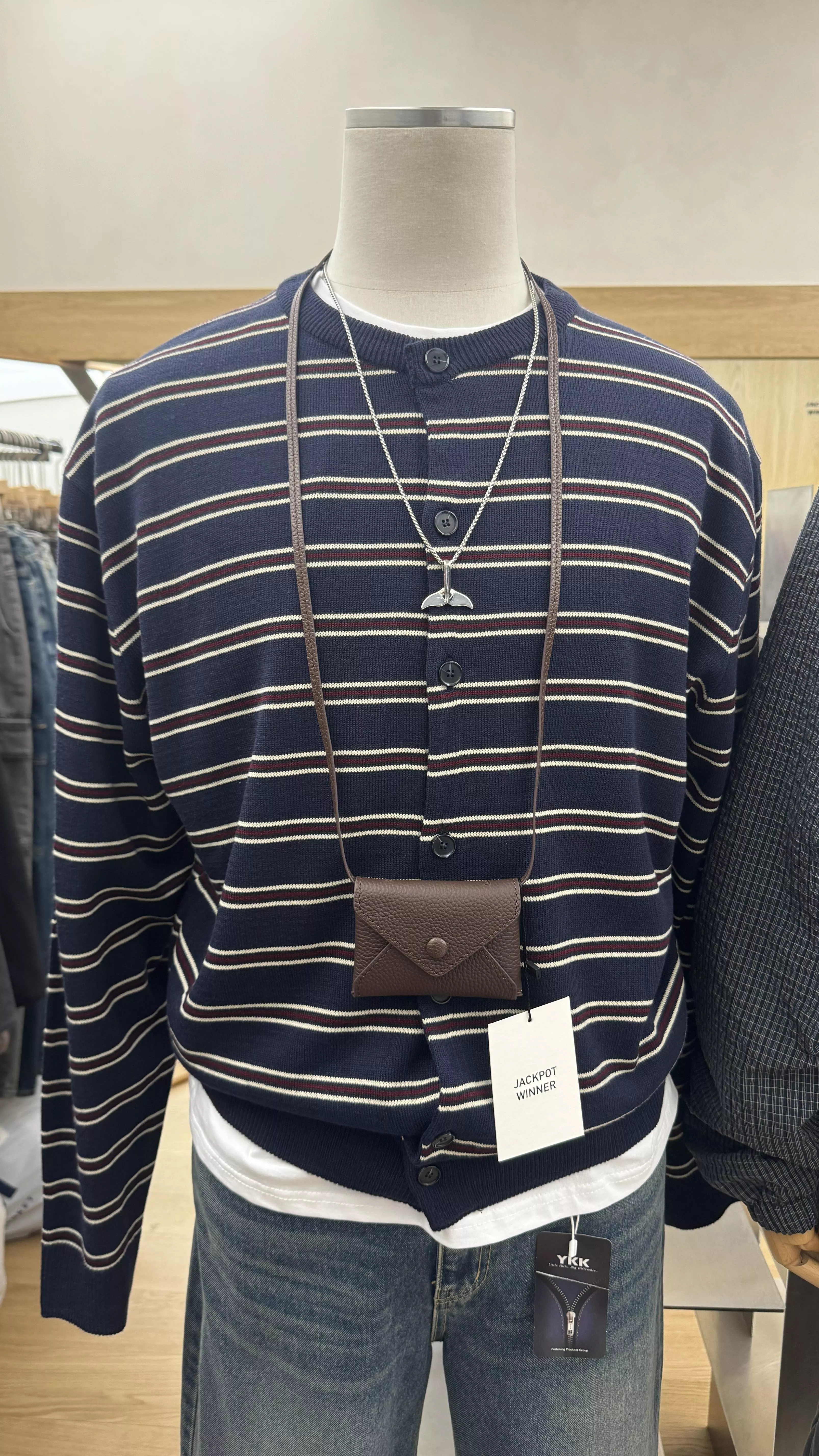 CH26_條紋圓領 針織開衫