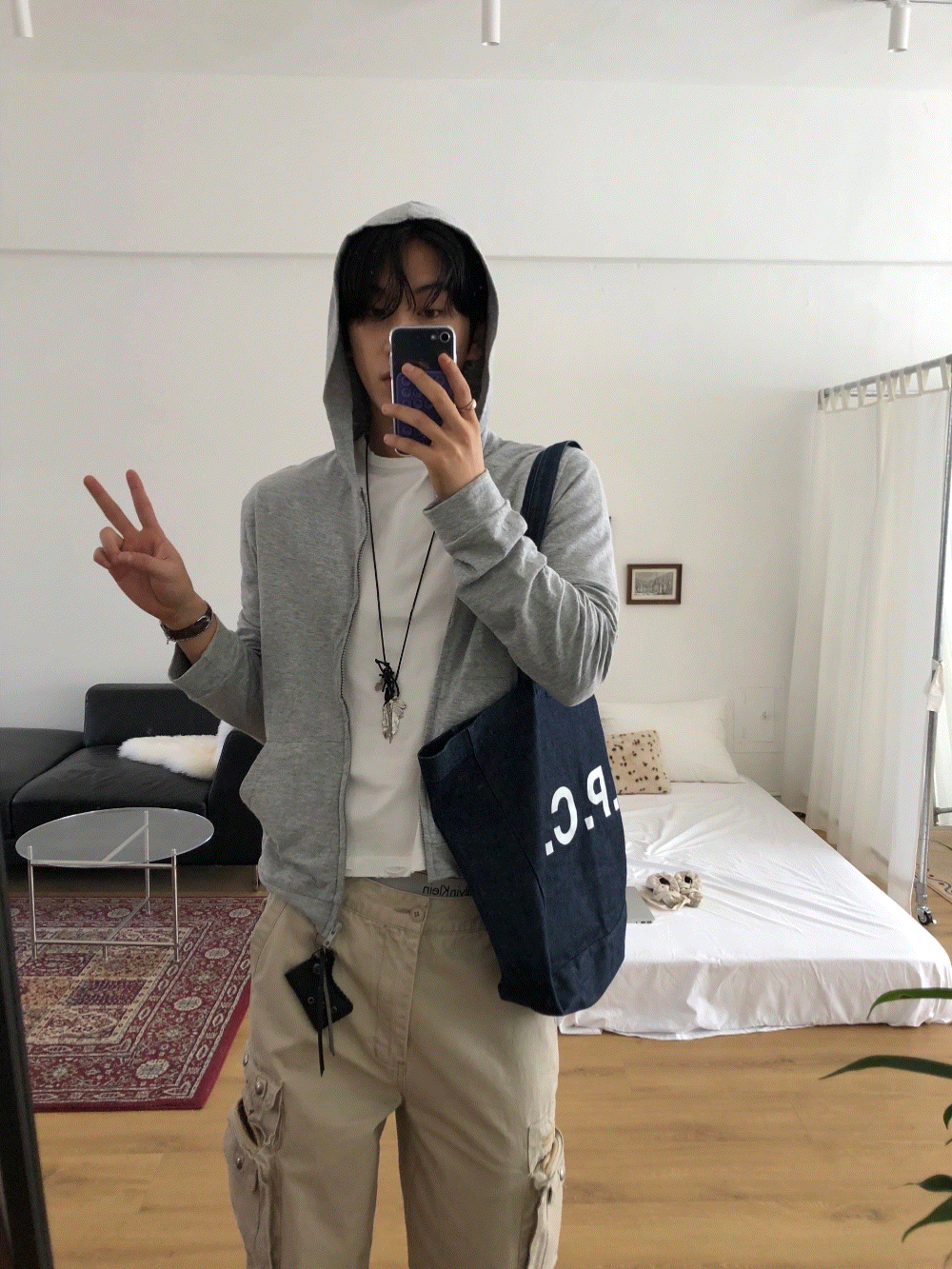 CK23_復古粗紡 連帽拉鍊衫