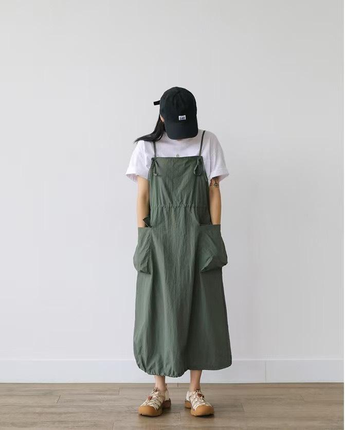尼龍大口袋工裝裙