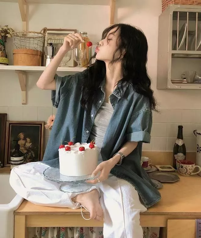 丹寧短袖襯衫