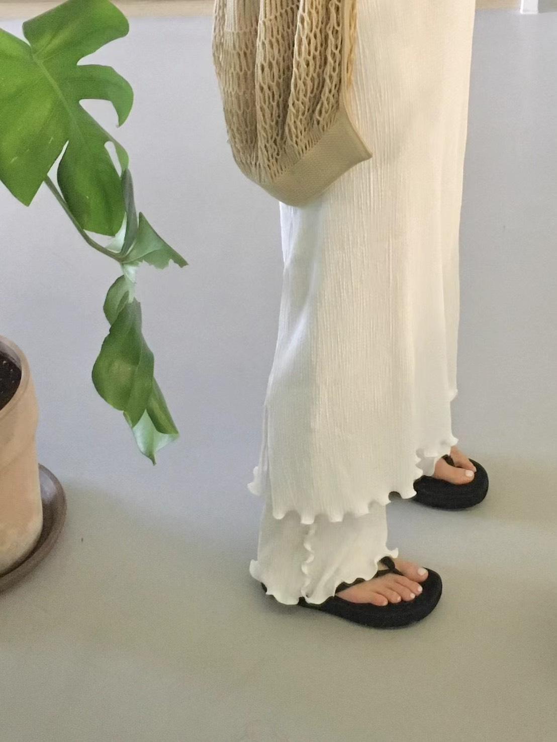 雲朵捲邊無袖洋裝 寬褲