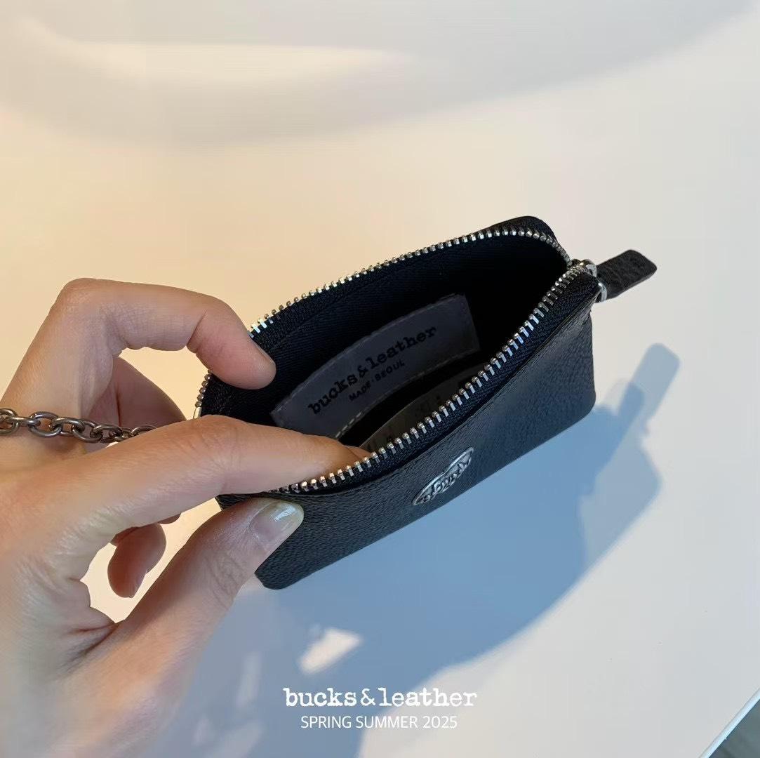 韓國bucks&leather 真皮掛鍊零錢包