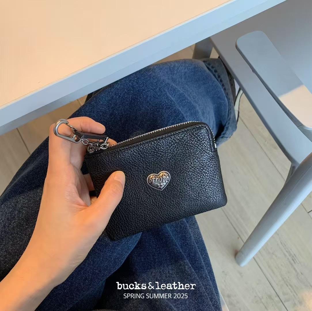 韓國bucks&leather 真皮掛鍊零錢包