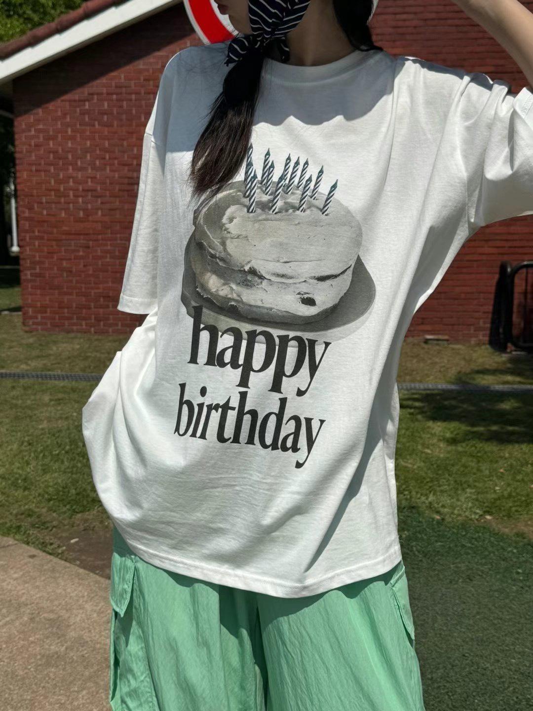 happy birthday短袖t