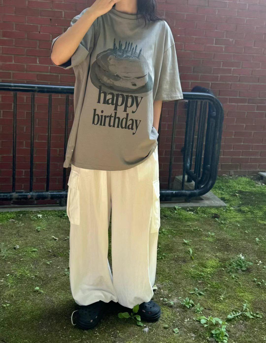 happy birthday短袖t
