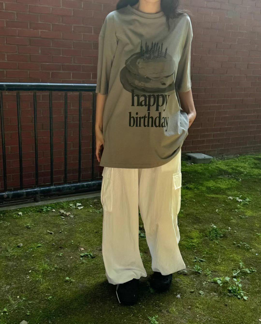 happy birthday短袖t