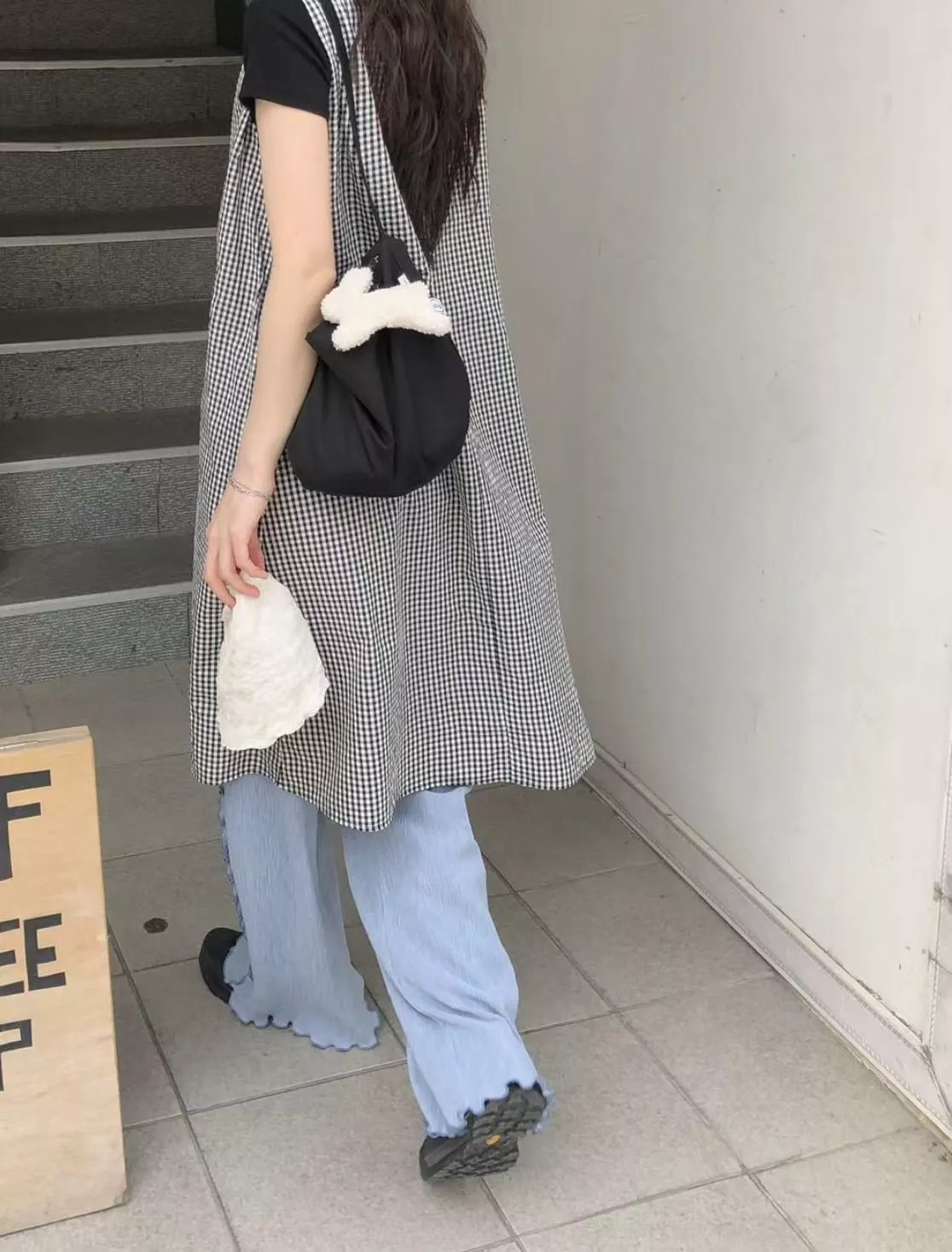 雲朵捲邊無袖洋裝 寬褲