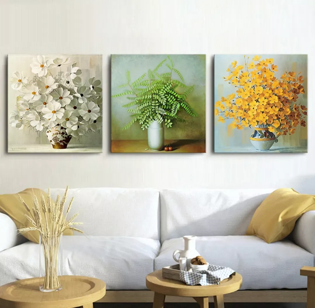 無框掛畫 | 現代壁畫三件組 | 油畫調