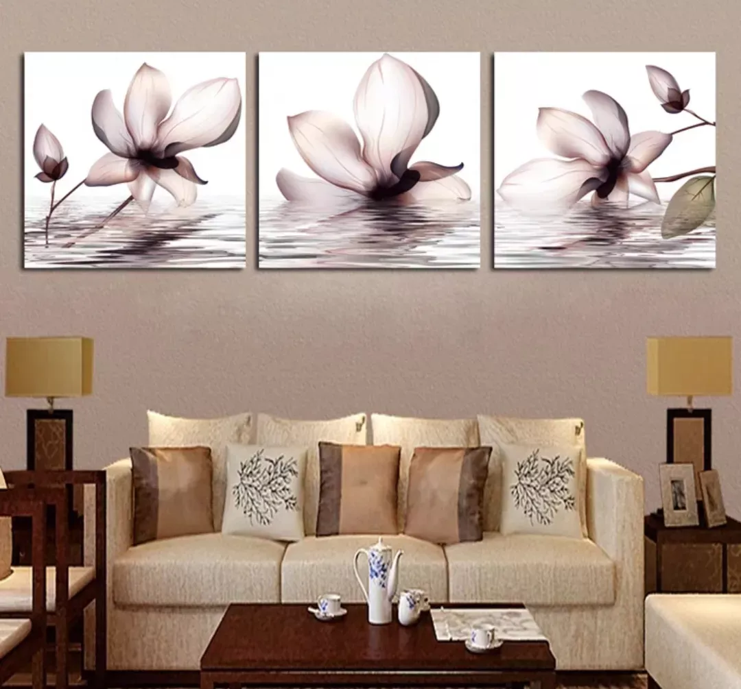 無框掛畫 | 現代壁畫三件組 | 大氣玉蘭