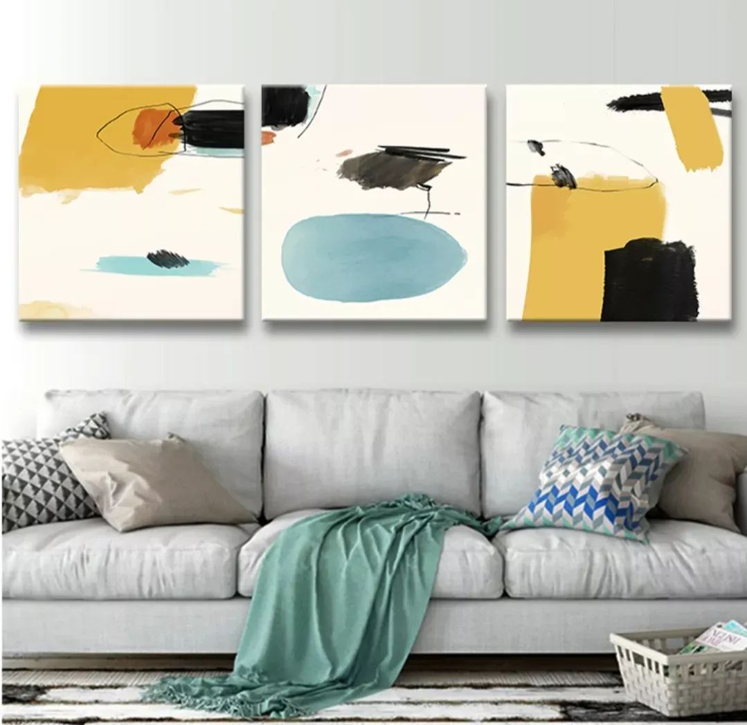 無框掛畫 | 現代壁畫三件組 | 抽象調